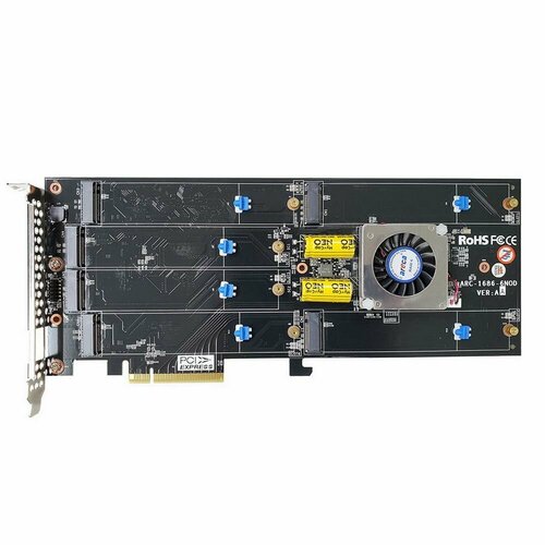 разное lr link m 2 nvme raid adapter pcie 3 0 x8 2 x m 2 nvme ports raid 0 1 supported Areca RAID-контроллер Areca ARC-1686-6NOD PCIe 4.0 x8 Full Height, 6 x M.2 Connector, Tri-mode interface at each M.2 bays - 12Gb/s SAS/SATA / Gen 4.0 PCIe (NVMe), RAID 0,1,10, JBOD, Hold-up Supercapacitor Onboard, RTL ARC-1686-6NOD