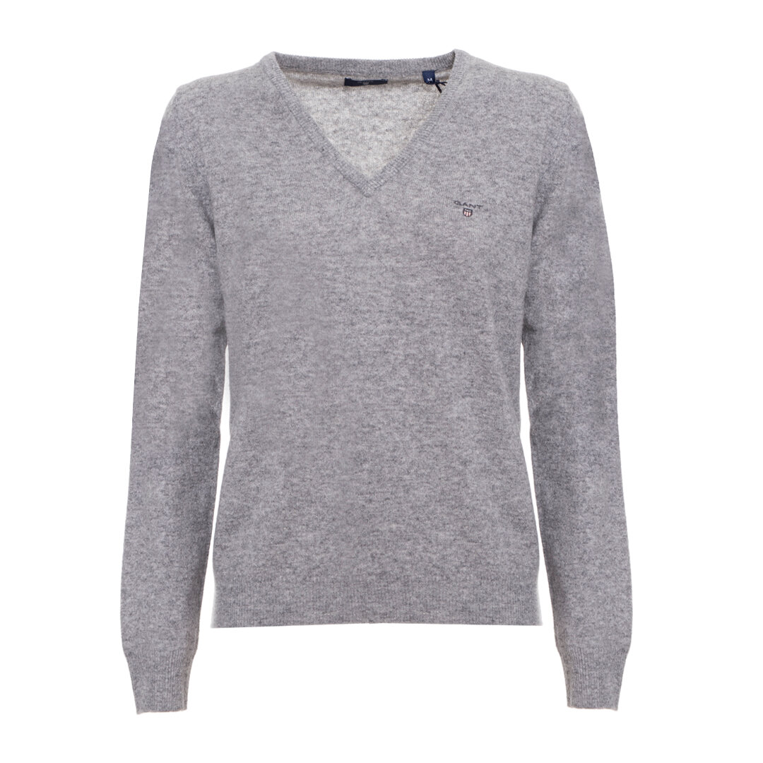 Gant LAMBSWOOL BLEND V-NECK 483043 93 grey melange 2XL