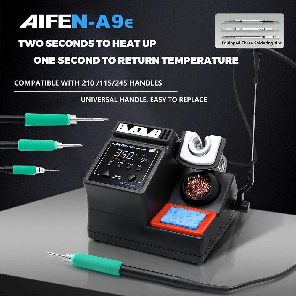 Паяльная станция AIFEN A9E с жалами 210/245/115, A9E-3handle-9tips, 220V — фото 1