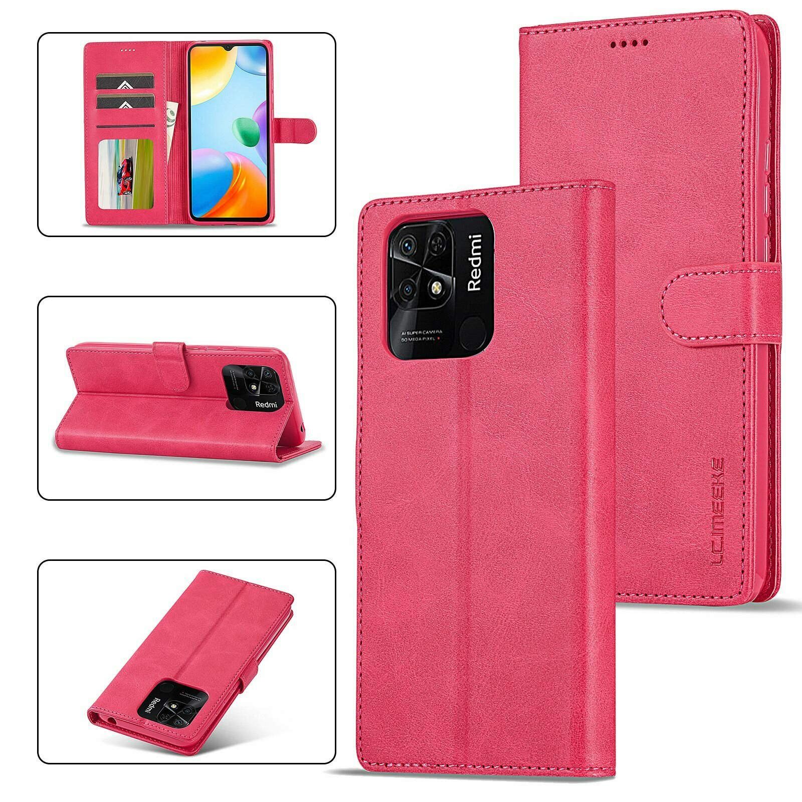 Картинки LCIMEEKE Кожаный книжка чехол для Xiaomi Redmi 10C / Ксяоми Редми 10С / Сяоми Редми 10С с визитницей из экокожи