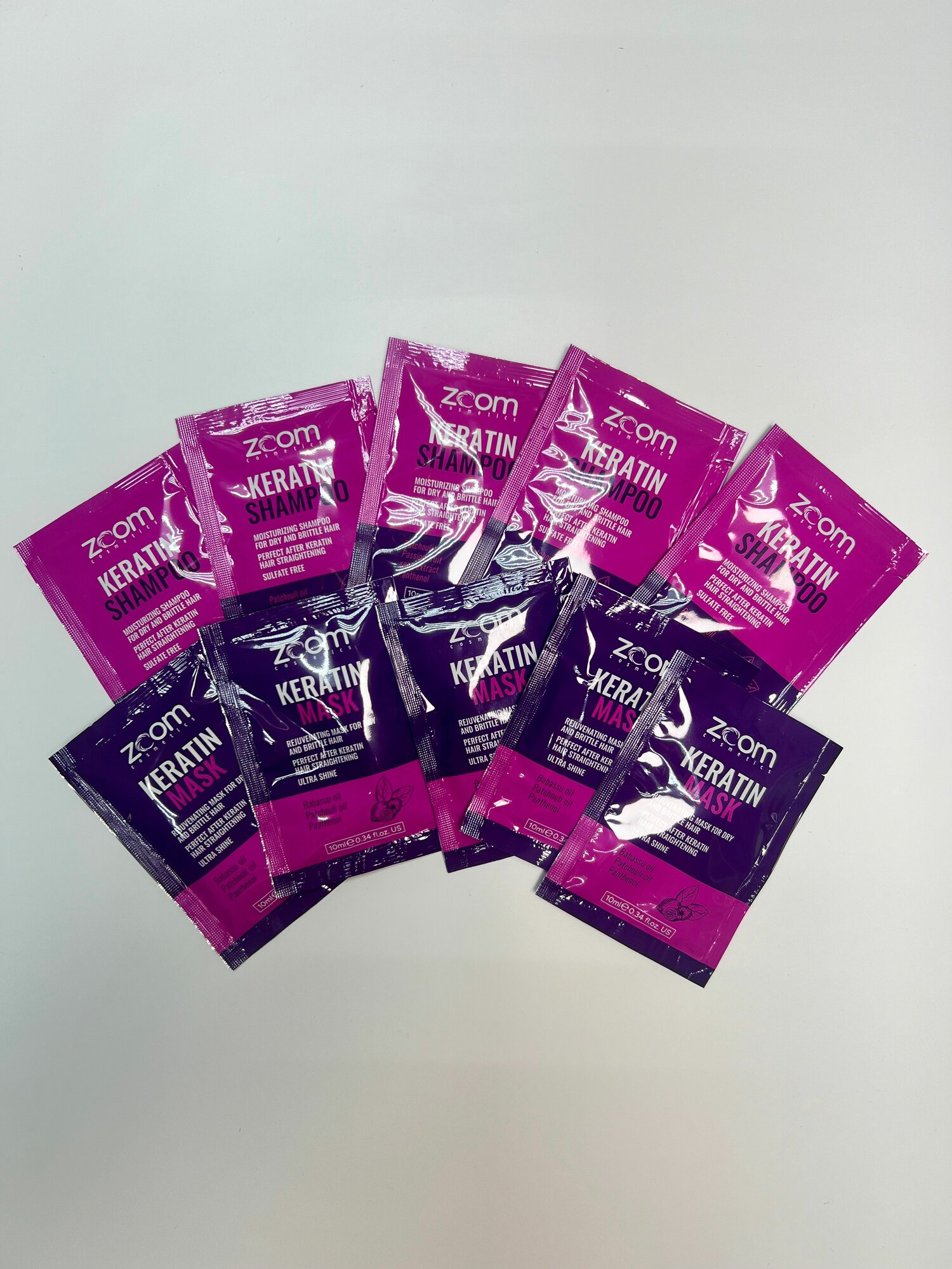 ZOOM Keratin mask и шампунь без сульфатов саше 10 шт по 10 мл