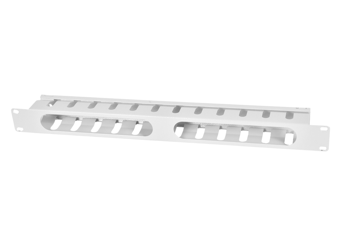 Организатор комм. шнуров ЦМО, 19", 1HU, 44х482,5х57 мм (ВхШхГ), горизонтальный, с крышкой, для кабеля, цвет: серый
