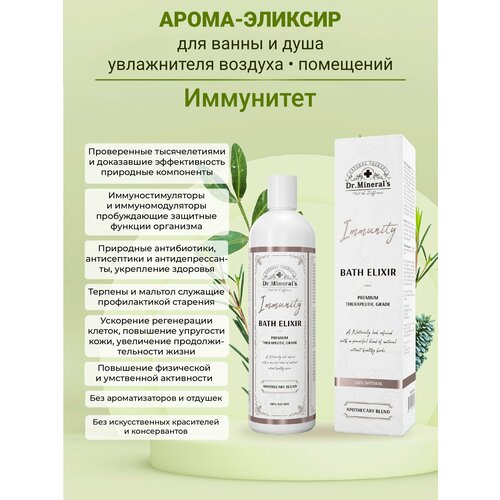 фото Dr. mineral's. экстракт для принятия ванн и купания, эликсир immunity повышение иммунитета-противовоспалительное действие, 250мл. dr.mineral's