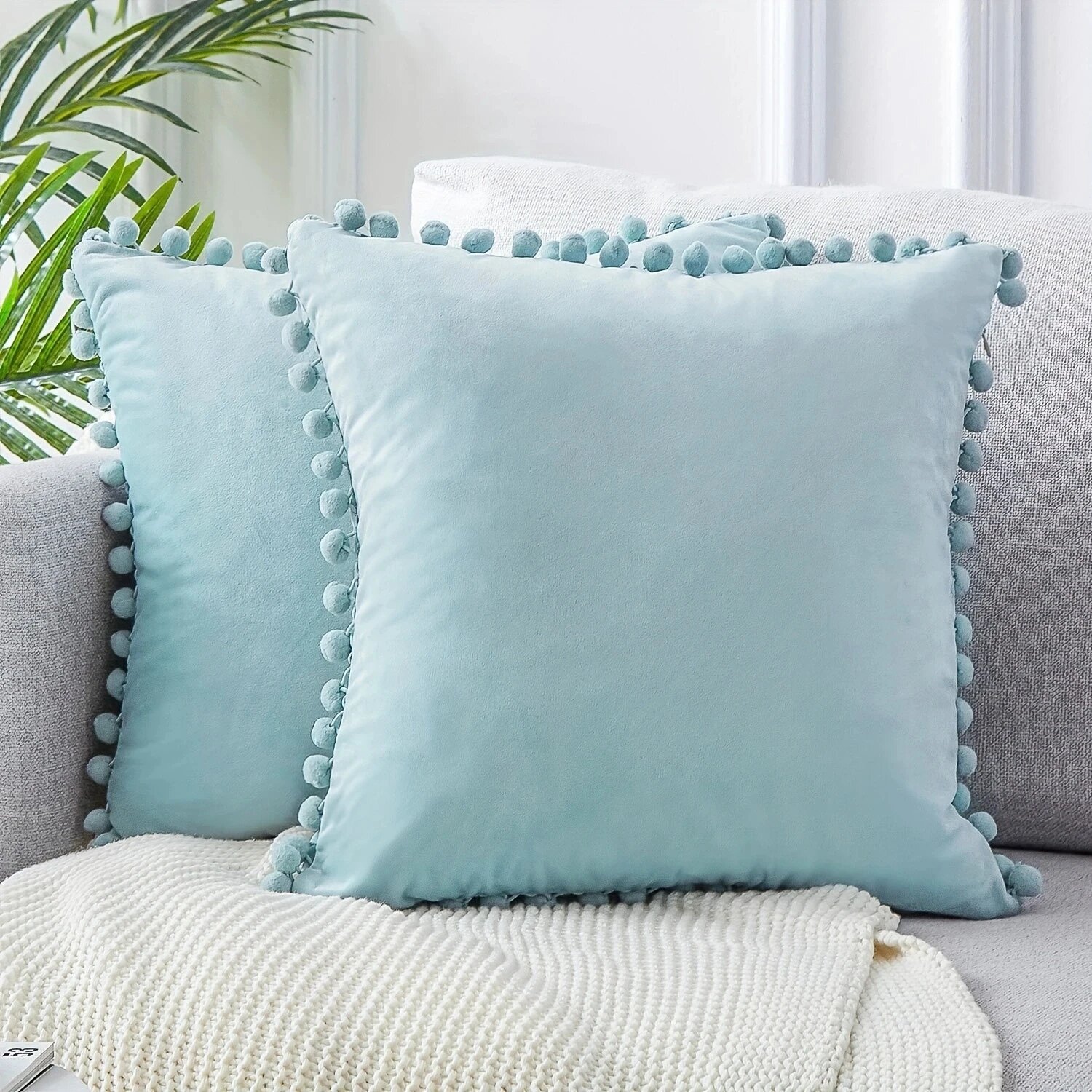 Чехол для подушки из бархата 18x18 дюймов Aqua Blue