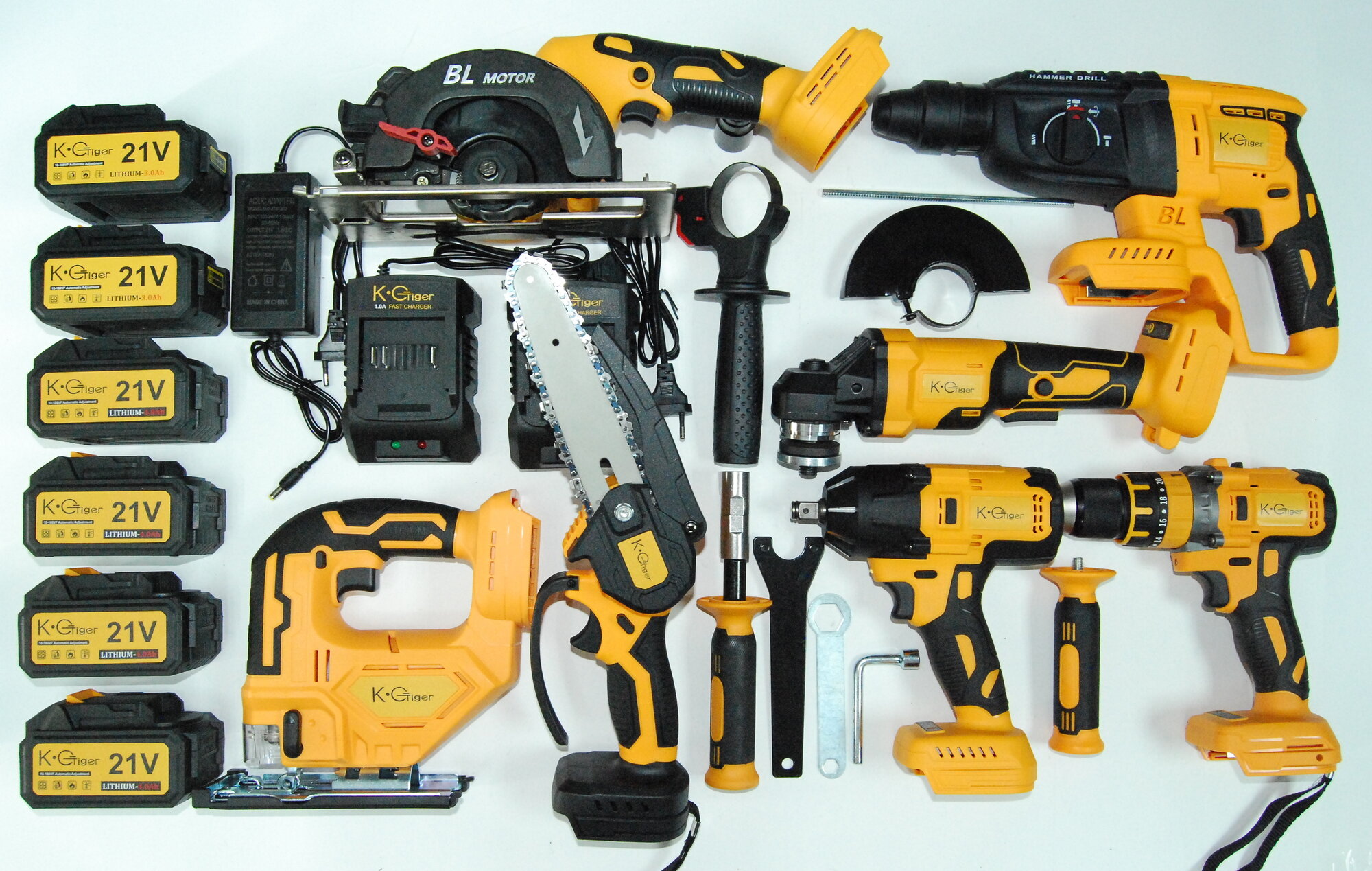 Набор аккумуляторного инструмента 7 в 1 с шестью АКБ  бесщеточный