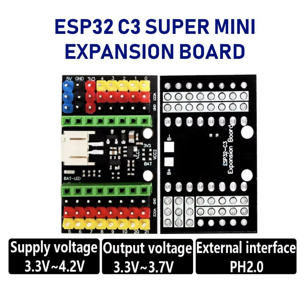 Плата расширения для ESP32-C3 SuperMini с питанием от Li-ion 3.7В, USB-зарядкой и выводом GPIO
