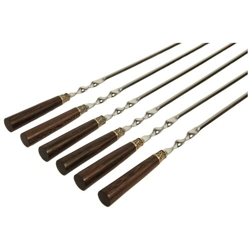 Шампура с деревянной ручкой - подарочный набор шампуров (6 штук)