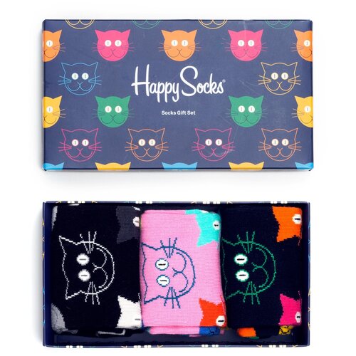 фото Комплект из трёх пар носков с котиками в подарочной упаковке happy socks 3 pair pack - cats 36-40