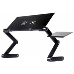 Складной регулируемый столик для ноутбука с охлаждением, двумя вентиляторами, черный - изображение