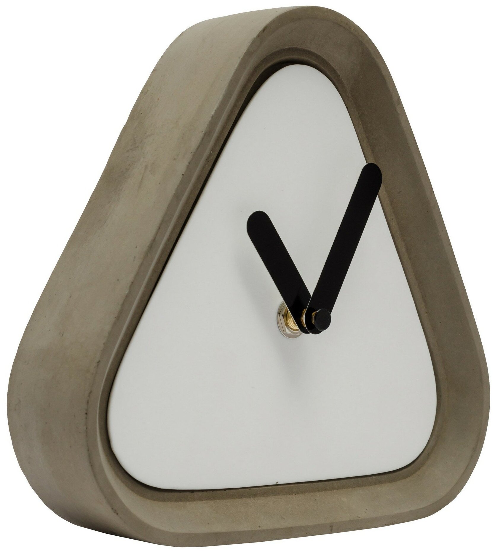 фото Часы настенные треугольные из бетона Vilart 18-307-1 / кварцевый механизм с плавным ходом / бежевый / 18x16.5x4 см