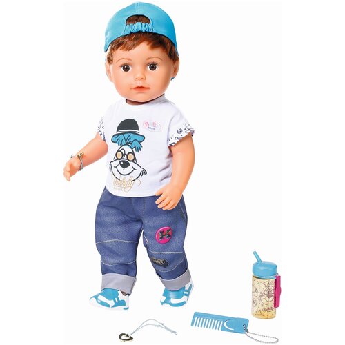 Интерактивная кукла Zapf Creation Baby Born Модный братик, 43 см, 826-911 голубой
