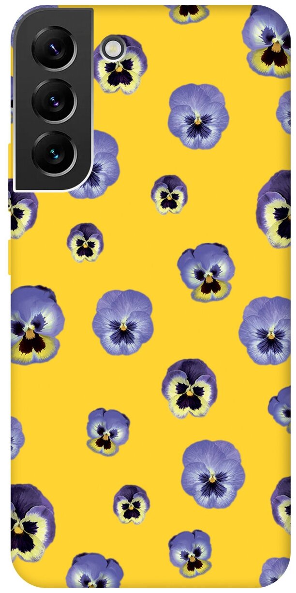 Матовый чехол Pansies для Samsung Galaxy S22+ / Самсунг С22 Плюс с 3D эффектом желтый