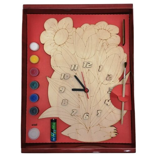 Часы с циферблатом под роспись Весенний букет с красками арт. ДНИ138