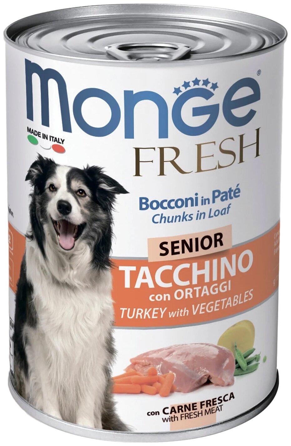 Monge Dog Senior Fresh Влажный корм для пожилых собак, Мясной рулет, Индейка и Овощи 0.4кг