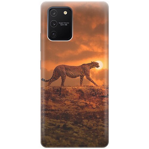фото Силиконовый чехол на samsung galaxy s10 lite / самсунг с10 лайт с принтом "закатный гепард" gosso