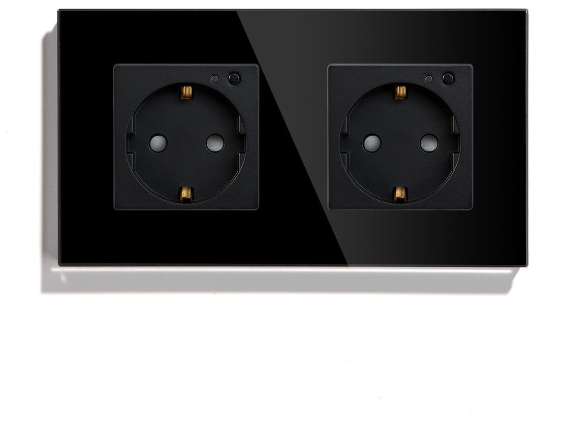 фото Умная встраиваемая розетка на 2 гнезда Sibling (работает с Алисой), чёрная