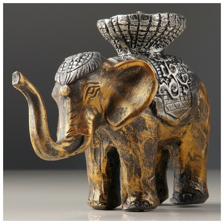 Подсвечник "Слон", золотой 13х19 см, для свечи d=4 см - фотография № 6