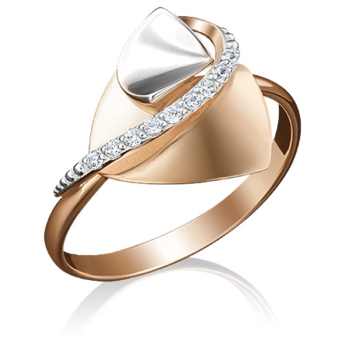 PLATINA jewelry Кольцо из комбинированного золота с фианитом 01-5050-00-401-1111-03, размер 16