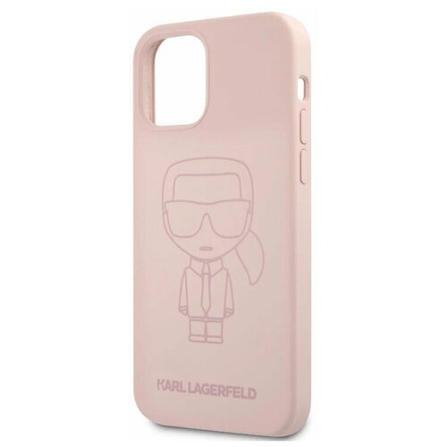 Lagerfeld для iPhone 12 Pro Max (6.7) чехол Liquid silicone Ikonik outlines Hard Pink, шт