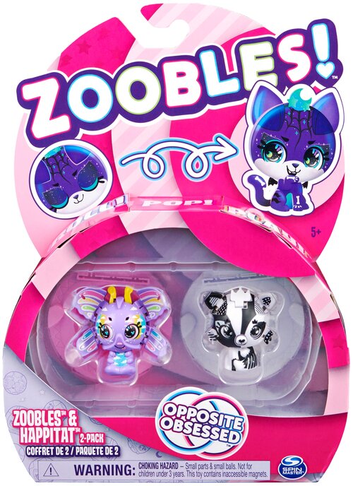 Фигурки Spin Master Zoobles Rainbow Butterfly and Black and White Fox 6063620, 2 шт.