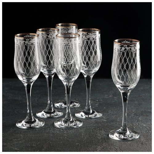 фото Набор бокалов для шампанского «винтаж», 200 мл, 6 шт qwen
