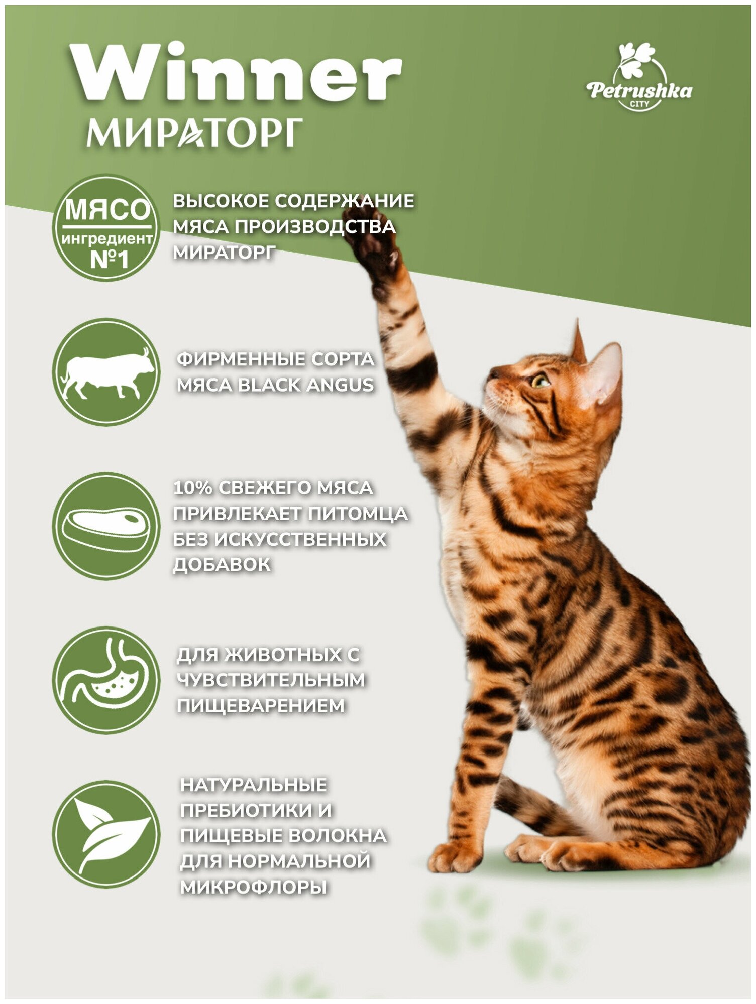 WINNER Extra Meat Корм пауч полнорационный для стерилизованных кошек с Говядиной в желе 80г (24шт) - фотография № 6