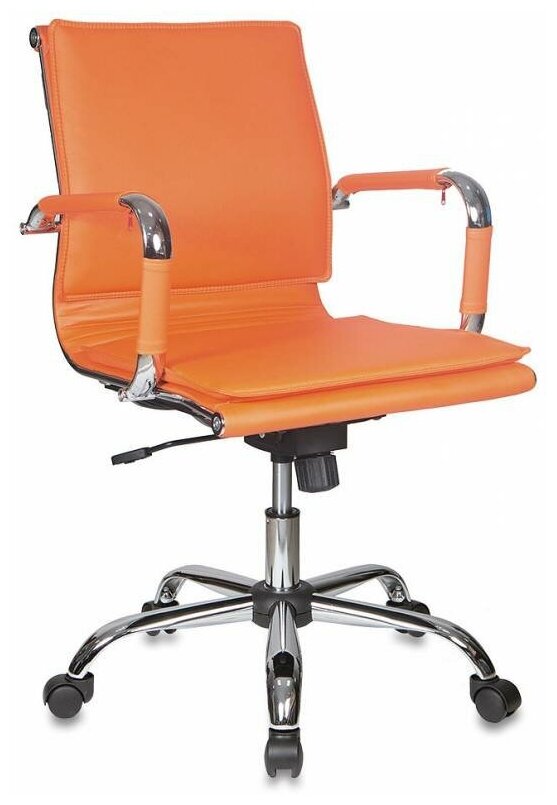 Кресло руководителя Бюрократ CH-993-Low оранжевый искусственная кожа низк. спин. крестовина металл хром
