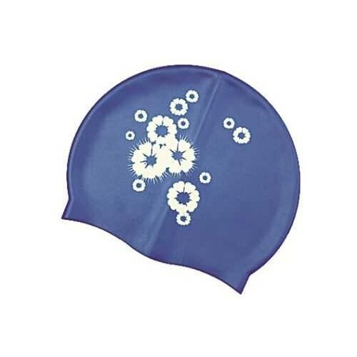 Шапочка для плавания Atemi, силикон, синяя (цветы), PSC402 PSC402 .