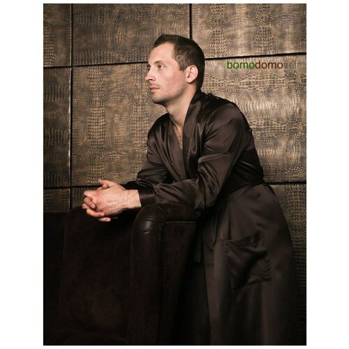 фото Chocolate xl (50-52) мужской шелковый халат, 100% mulberry luxe dream