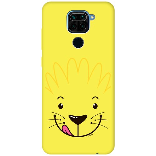 фото Силиконовая чехол-накладка silky touch для xiaomi redmi note 9 с принтом "minimalistic lion" желтая gosso