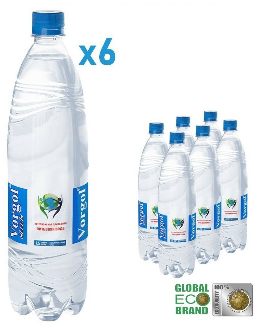 Вода природная питьевая Vorgol негазированная 6 шт. 1.5 л.