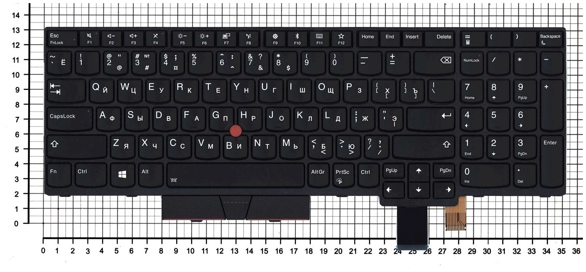 Клавиатура для ноутбука Lenovo ThinkPad T580 черная с подсветкой