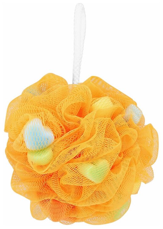 фото Мочалка-шар для тела DECO. синтетическая оранжевая (hearts)