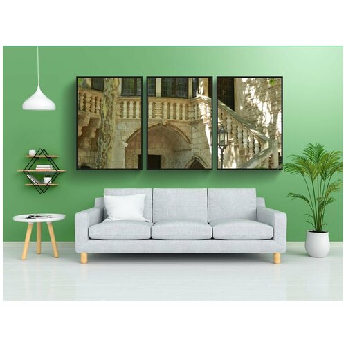 фото Набор модулных постеров для интерьера "архитектуры, дом, лестница" 60x90 см. в тубусе, без рамки lotsprints