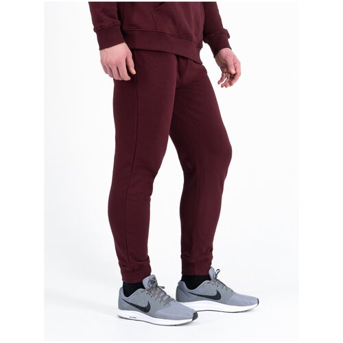 Спортивные штаны Великоросс цвета красного вина с манжетами, без лампасов (5XL/60)
