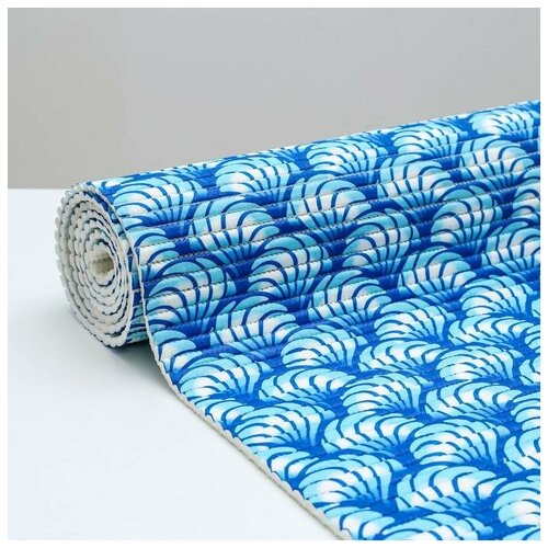 фото Коврик для ванной комнаты «ракушки», 0,65×2 м, цвет синий qwen