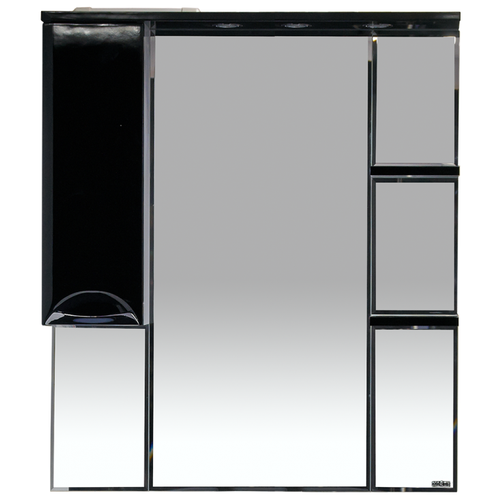 Зеркало-шкаф Misty Жасмин 85 левый (свет) черный ПВХ