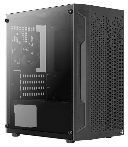 Корпус MiniTower AeroCool Trinity Mini-G-BK-v1 (mATX, Glass Window, USB3.0 x2, USB2.0 x1, 120mm black x1) (4710562758610)