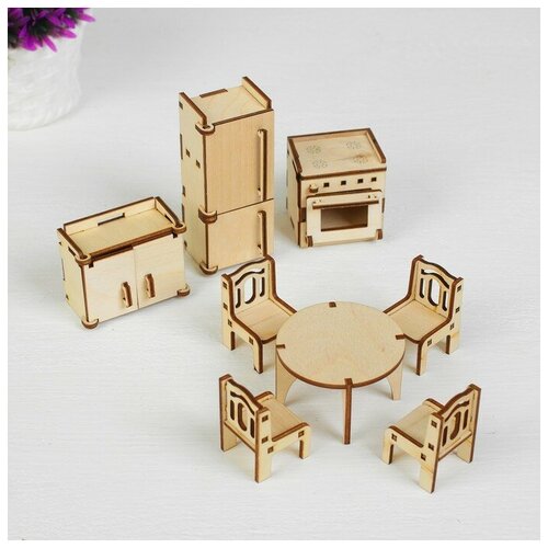 фото Polly набор деревянной мебели для кукол «кухня», 10 предметов