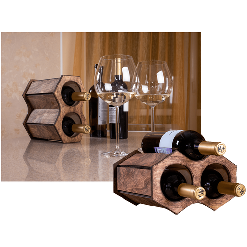Стеллаж для вина “Винный Улей” из натурального берёзового шпона на 2 соты