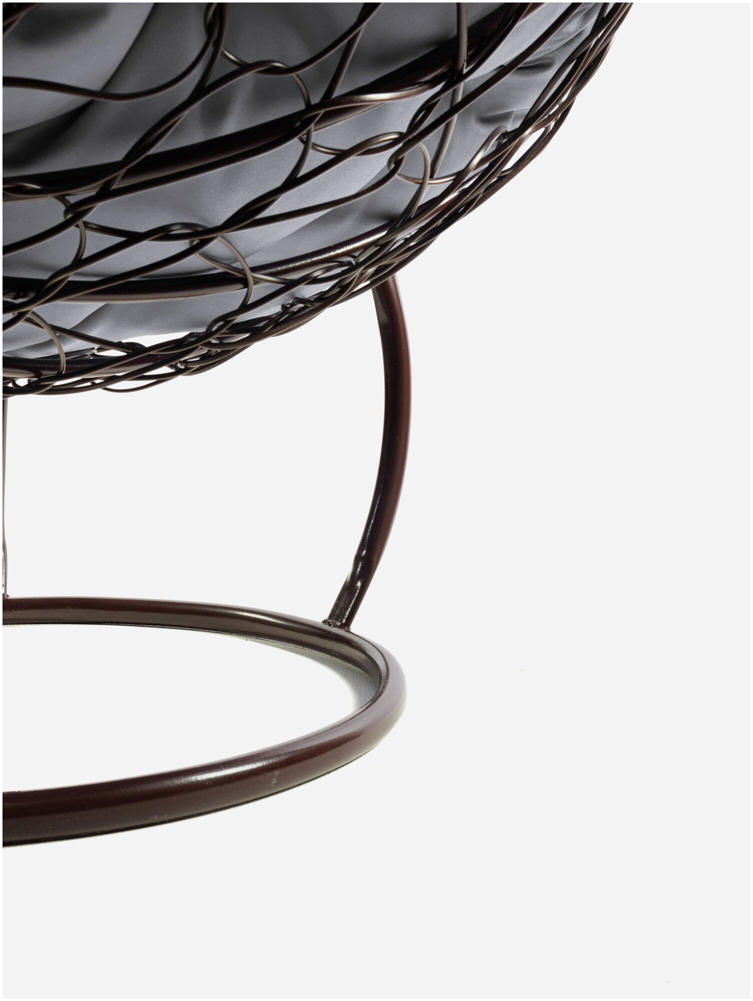 Кресло m-group круг на подставке ротанг коричневое, серая подушка - фотография № 14