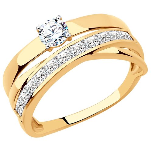 фото Sokolov кольцо с 12 фианитами из красного золота 018519, размер 17.5