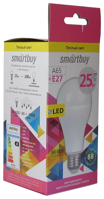 Светодиодная (LED) Лампа, Smartbuy A65-25W/3000/E27 - фотография № 3
