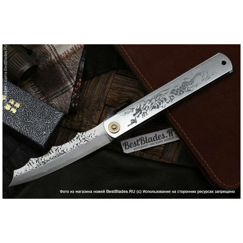 фото Складной нож хигоноками nagao higonokami ryubu - dragon (aogami super) 100 мм