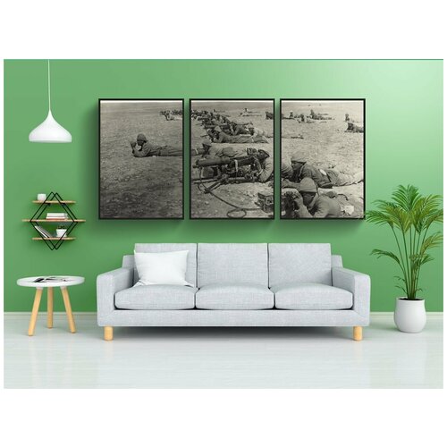 фото Набор модулных постеров для интерьера "пулемёт, солдаты, фронт" 60x90 см. в тубусе, без рамки lotsprints