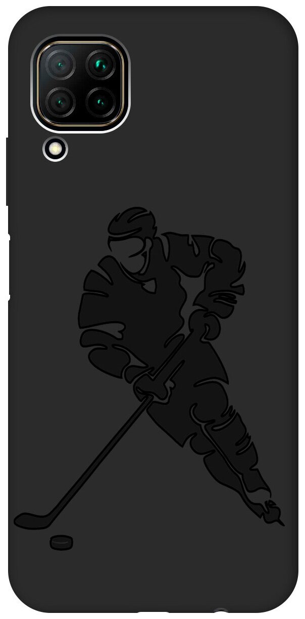 Матовый чехол Hockey для Huawei P40 Lite / Хуавей П40 Лайт с эффектом блика черный