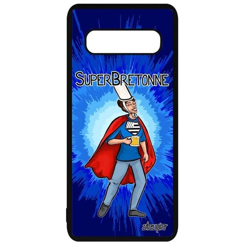 фото Противоударный чехол на смартфон // galaxy s10 plus // "супербретонка" супергерой герой, utaupia, синий