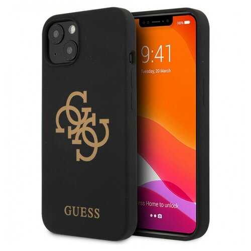 фото Чехол cg mobile guess liquid silicone 4g big logo hard для iphone 13, цвет черный (guhcp13mls4ggbk)