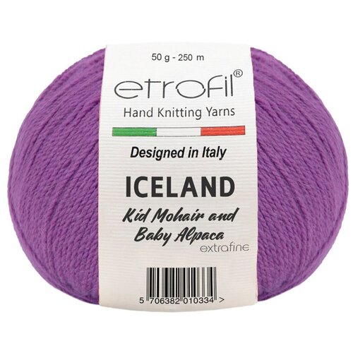 Пряжа для вязания Etrofil 'ICELAND' 50гр 250м (10% кид мохер, 5% беби альпака, 55% полиамид, 30% вискоза) (70614 фиолетовый), 10 мотков