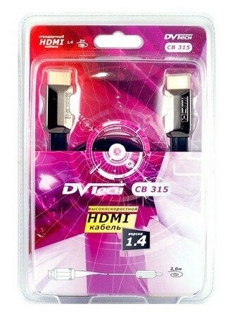Кабель HDMI 1.4, flat, 3м DVTech CB315